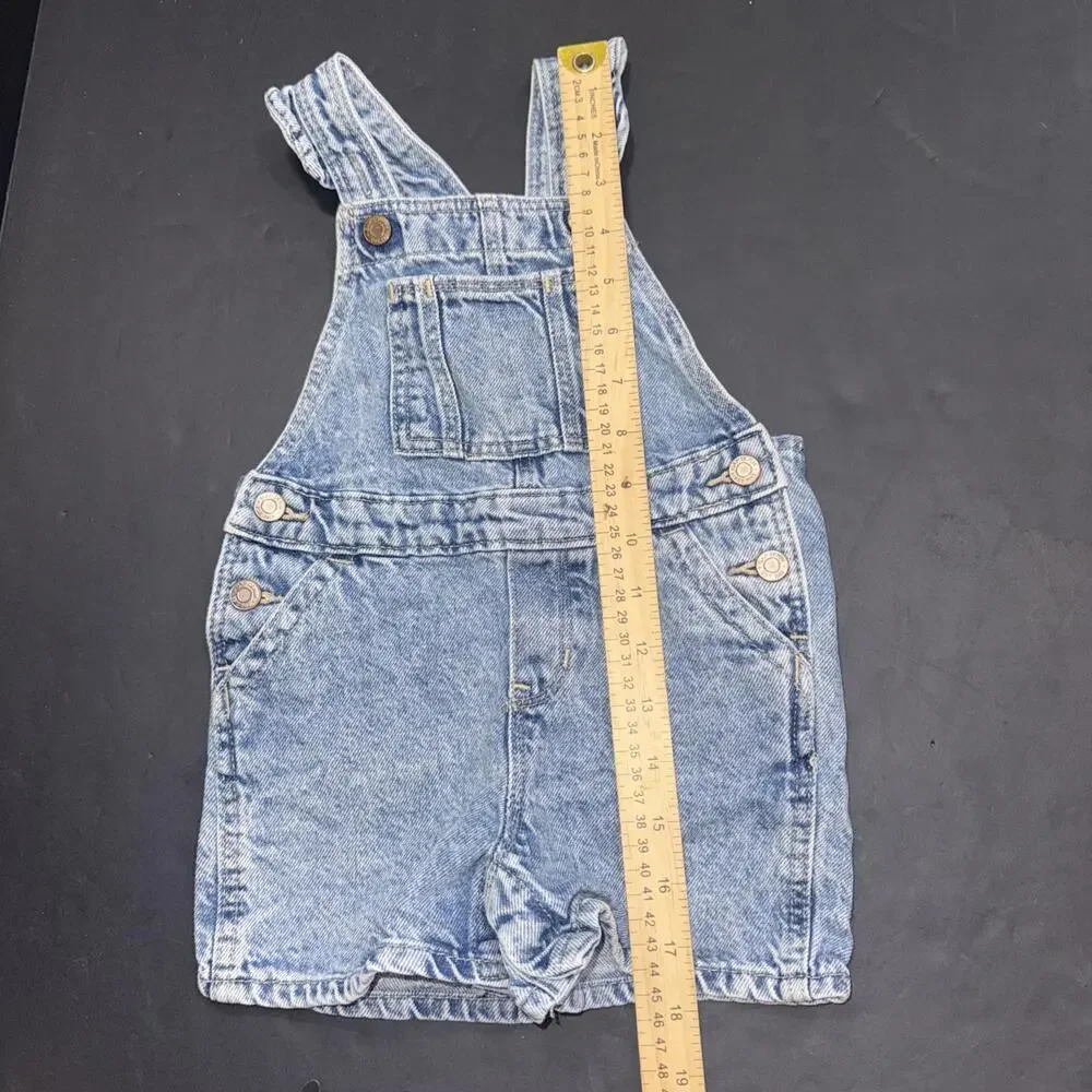 Baby Gap Vintage Wash Denim Ruffled Shortalls Short‎ Overalls Farm Toddler Girl